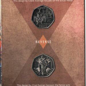 2006 Royal Mint BU Fifty Pence Two Coin Set 150th Anniversary Of The Victoria Cross. The obverse side of these coins feature Elizabeth II facing right.