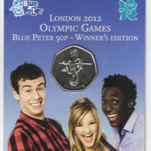 2009 Fifty Pence London Olympics cupro nickel coin featuring Queen Elizabeth II on the Obverse. The child's drawing design on the Reverse.