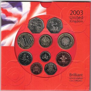 2003 Royal Mint Brilliant Uncirculated Ten Coin Set . This 2003 set comes with card outer. All coins are in stock for despatch