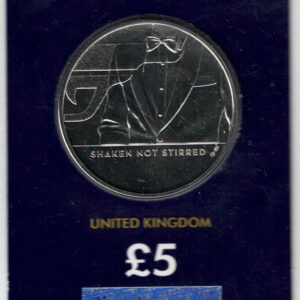 2020 Five Pound Coin Shaken not stirred This coin comes in the change checker card presentation packets in mint condition. King Charles III on Obverse.