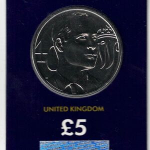 2022 Five Pound Change Checker Prince Williams Birthday Coin. Queen Elizabeth II on Obverse. This coin is in stock and ready to send.