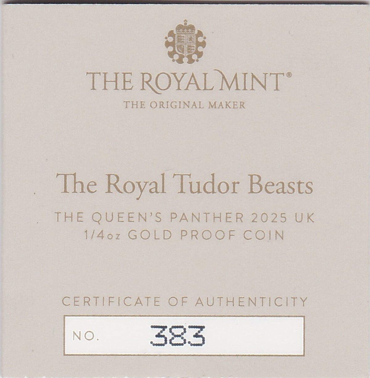 2025 Gold Proof Quarter Ounce Queen's Panther - Image 3
