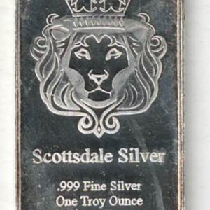 One Ounce Silver Bar Scottsdale Mint. All of our silver bars have been pre-owned and are in stock. This bar contains one ounce of 999 fine Silver.