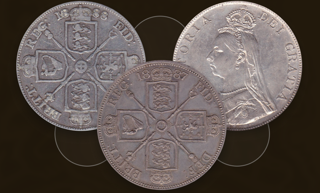 British Silver Double Florin Coins