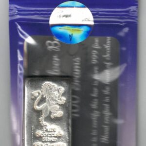 Sealed 100 Gram Scottish Silver Bar. All of our silver bars have been pre-owned and are in stock for despatch. All coins are in stock.