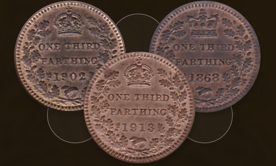 British Copper And Bronze Third Farthing Coins