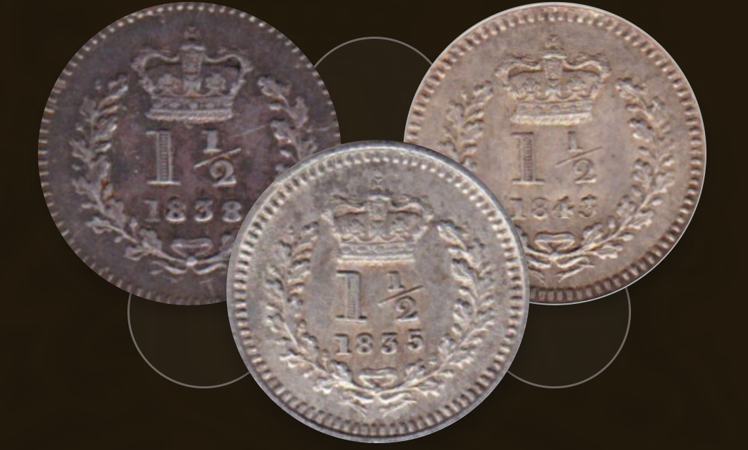 British Silver Three-Halfpence Coins
