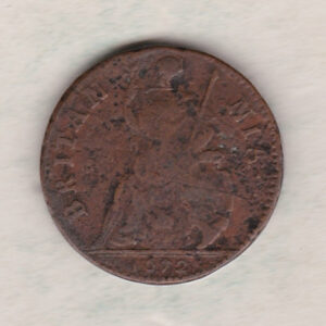 1672 copper farthing coin featuring the laureate bust of King Charles II on the Obverse. Britannia seated facing left on the Reverse.