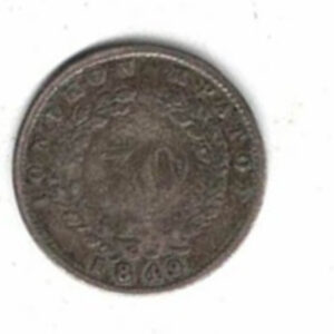 1849 Ionian Islands Thirty Lepta Coin. The obverse features the value. The reverse features seated Britannia. All coins are in stock.