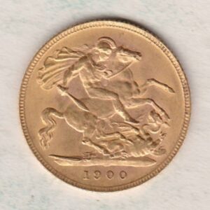 1900 Gold Half Sovereign Coin featuring Queen Victoria Old Head on the Obverse and George & the Dragon on the Reverse. London Mint.