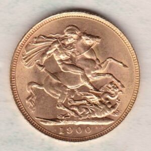 1900 Gold Sovereign Coin featuring Queen Victoria Old Head on the Obverse and St George & the Dragon on the Reverse. London Mint.