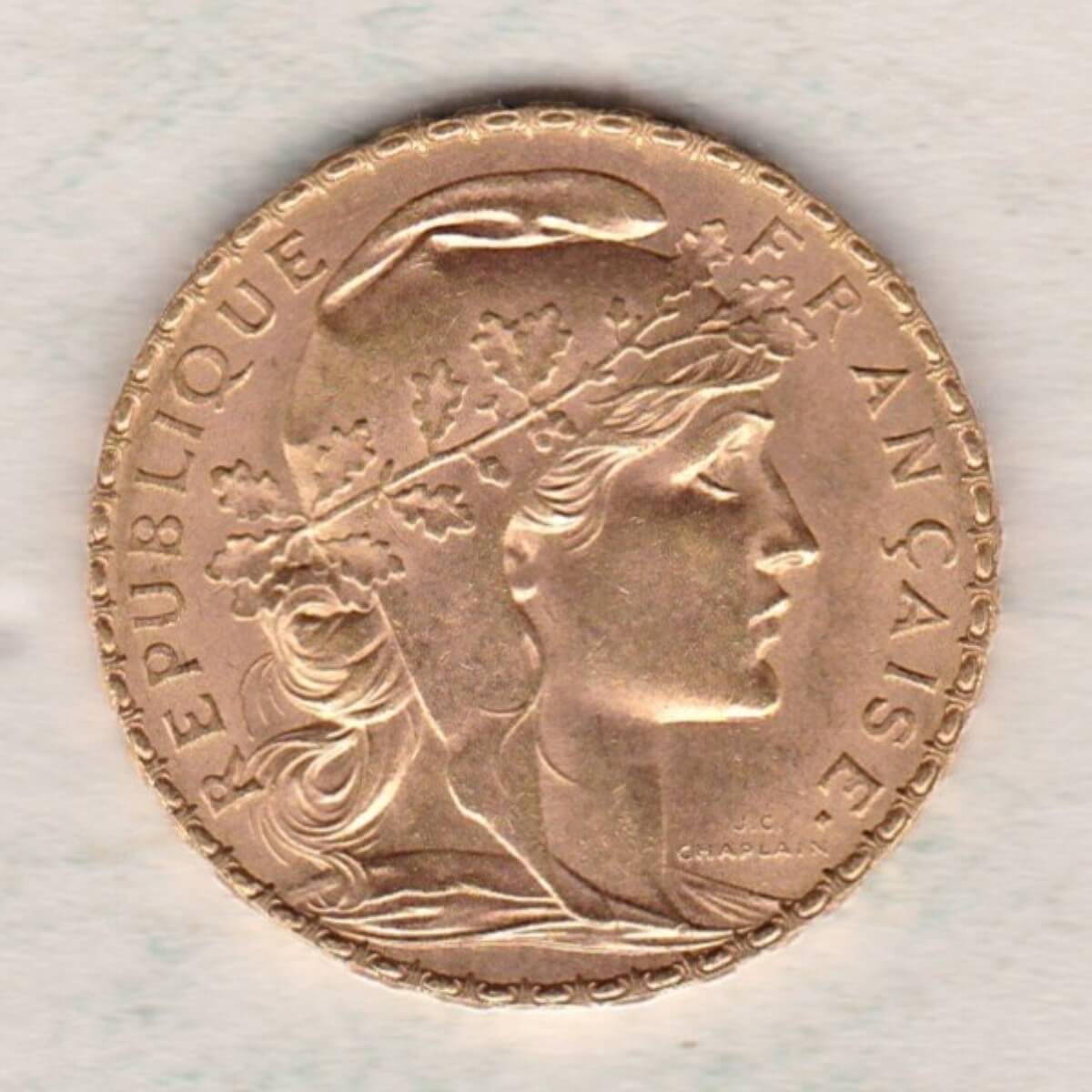 1913 France Gold Twenty Francs Coin - Image 2