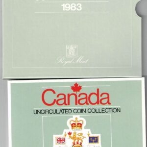 1983 Canada Brilliant Uncirculated Six Coin Collection . The obverse side of the coins feature Queen Elizabeth II. All coins are in stock.