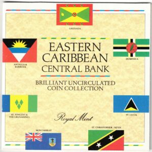 1986 Eastern Caribbean Uncirculated Six Coin Collection. The obverse side of the coins feature Queen Elizabeth II. All coins are in stock.