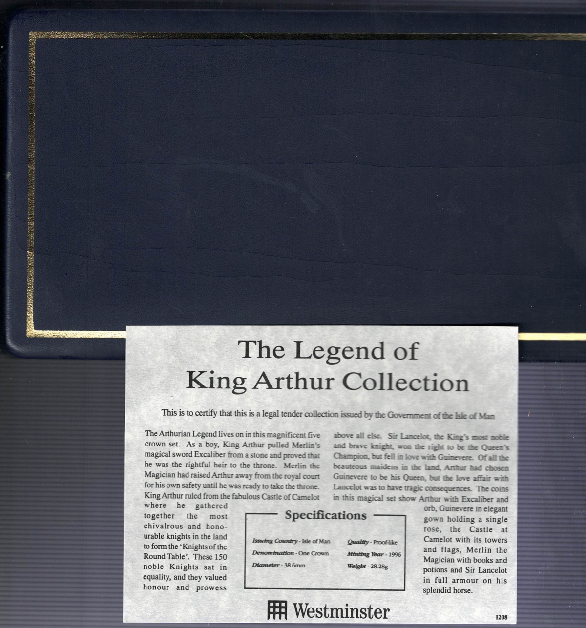 1996 Isle Of Man Legend Of King Arthur Five Crown Coin Set - Image 3