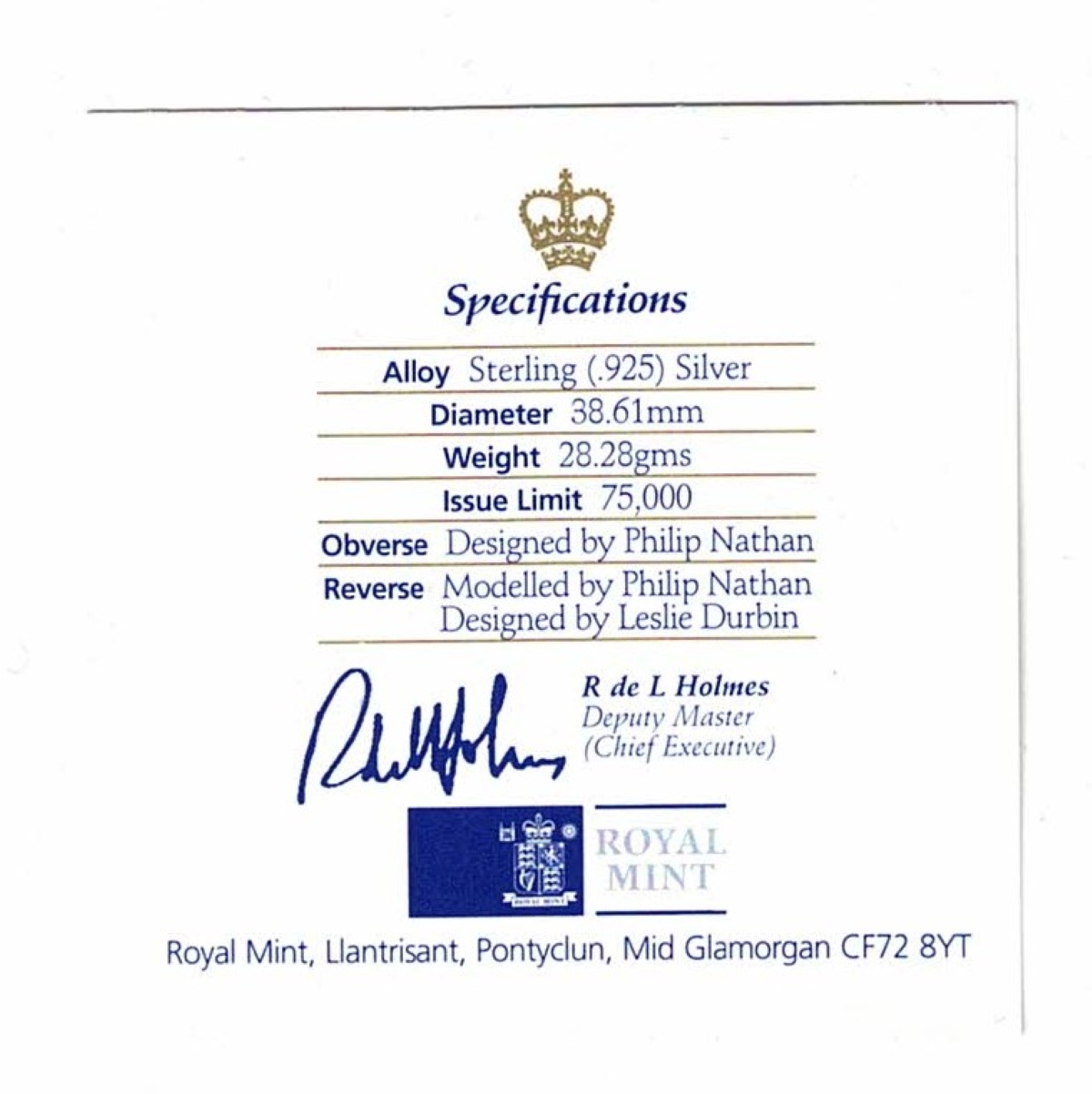 1997 Five Pound Silver Proof Golden Wedding Coin - Image 4