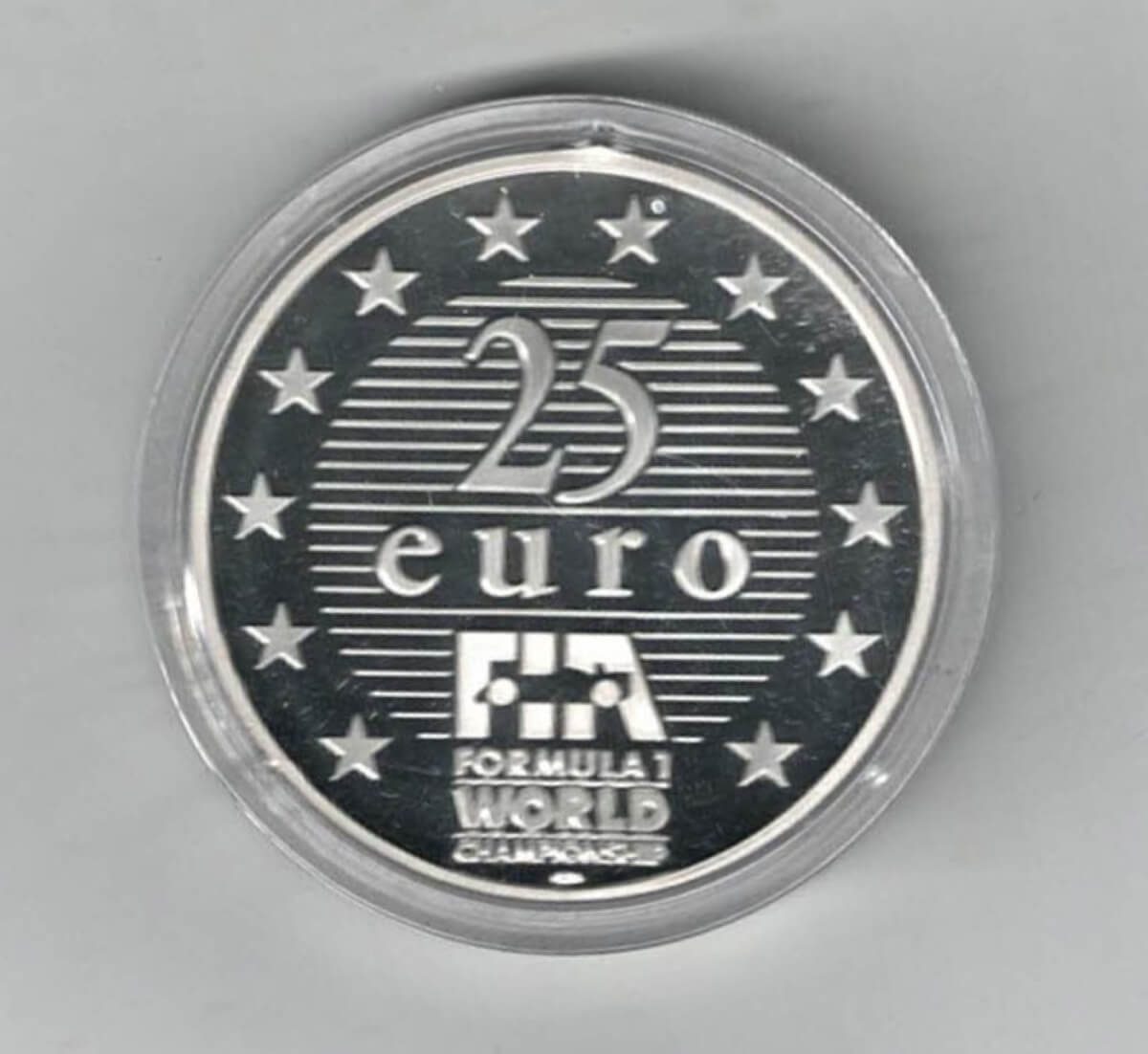 1997 Ayrton Senna Silver Proof Twenty Five Euro Coin - Image 2
