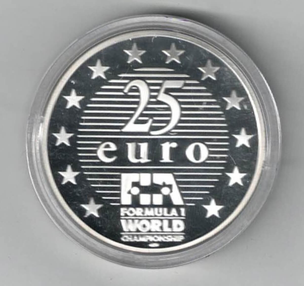 1997 Jacques Villeneuve Silver Proof Twenty Five Euro Coin - Image 2