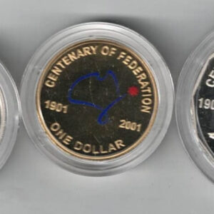 2001 Australia Northern Territory Three Coin Proof Set. The obverse side of these coins feature Queen Elizabeth II. All coins are in stock.