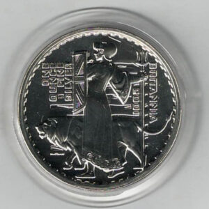 2001 Silver Britannia One Ounce Coin. The coin contains one ounce of fine silver. All of our silver coins have been pre-owned and are in stock.