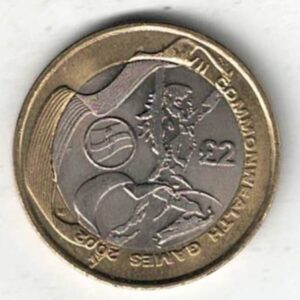 2002 two pound coin featuring Elizabeth II on the Obverse with the Northern Ireland Flag on the Reverse side of the coin.
