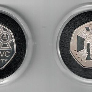 2006 Silver Piedfort Fifty Pence Victoria Cross Set . These coins comes in the original burgundy box. Queen Elizabeth II on the Obverse.