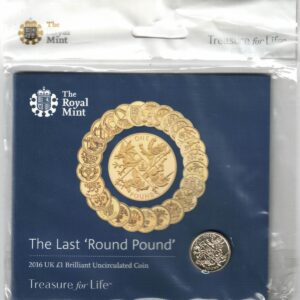 2016 The Last Round Pound One Pound Coin featuring Elizabeth II on the Obverse side of the coins. All coins are in stock for despatch.