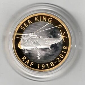 2018 Two Pounds Standard Silver Proof Raf centenary Sea King coin, was issued by the royal mint and includes the original box and certificate.