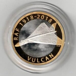 2018 Two Pounds Standard Silver Proof Raf centenary Vulcan coin, was issued by the royal mint and includes the original box and certificate.