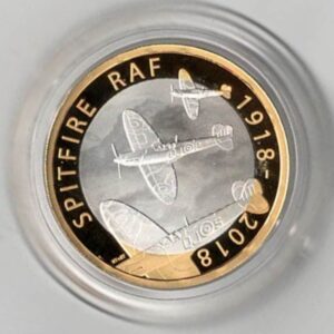 2018 Two Pounds Standard Silver Proof Raf centenary Spitfire coin, was issued by the royal mint and includes the original box and certificate.