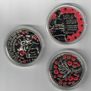 2018 British Isles Centenary of WWI Three coin set. The obverse of each coin features the portrait of Queen Elizabeth II.