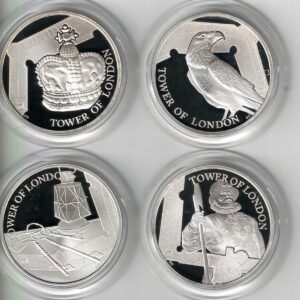 Boxed 2019 Five Pounds Tower Of London Four Coin Standard Silver proof set featuring Queen Elizabeth II on the Obverse. All coins are in stock.