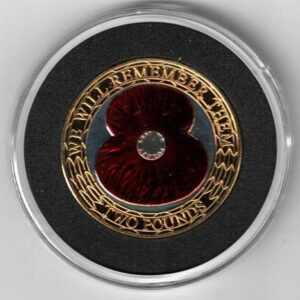 2019 Jersey Two Pounds Standard Silver Proof RBL Poppy coin, Queen Elizabeth II on obverse. Coin in stock & ready for dispatch.