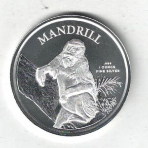 2021 Cameroon Silver One Ounce Mandrill Coin. This coin contains one ounce of 9999 fine silver. This coin features a Mandrill Monkey.