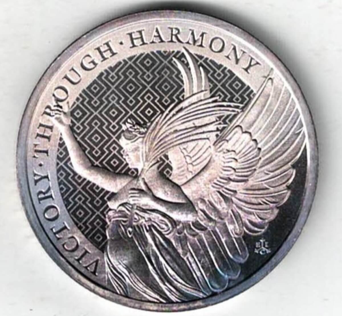 2021 One Ounce Victory. Elizabeth II is on the obverse, A Winged Angel is on the reverse. The coin contains one ounce of .999 fine silver.