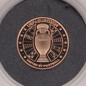 2024 Solomon Islands Gold Proof Twenty Five Dollars. This coin comes in the original box with certificate and was issued to celebrate Euro 2024.