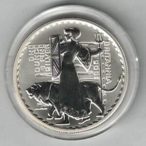 Boxed 2001 Silver Britannia Proof One Ounce. The coin contains one ounce of fine silver. All of our silver coins have been pre-owned and are in stock.
