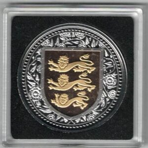 Cased 2018 Gibraltar Black Ruthenium Silver One Ounce Royal Arms Coin . The coin contains one ounce of 999 fine silver. All of our silver coins are in stock