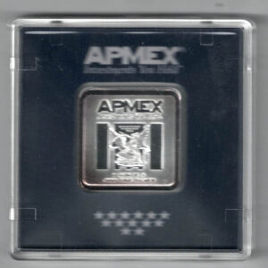 Cased Apmex One Ounce Square Silver Bar. All of our silver bars have been pre-owned and are in stock. This bar contains one ounce of 999 fine Silver.