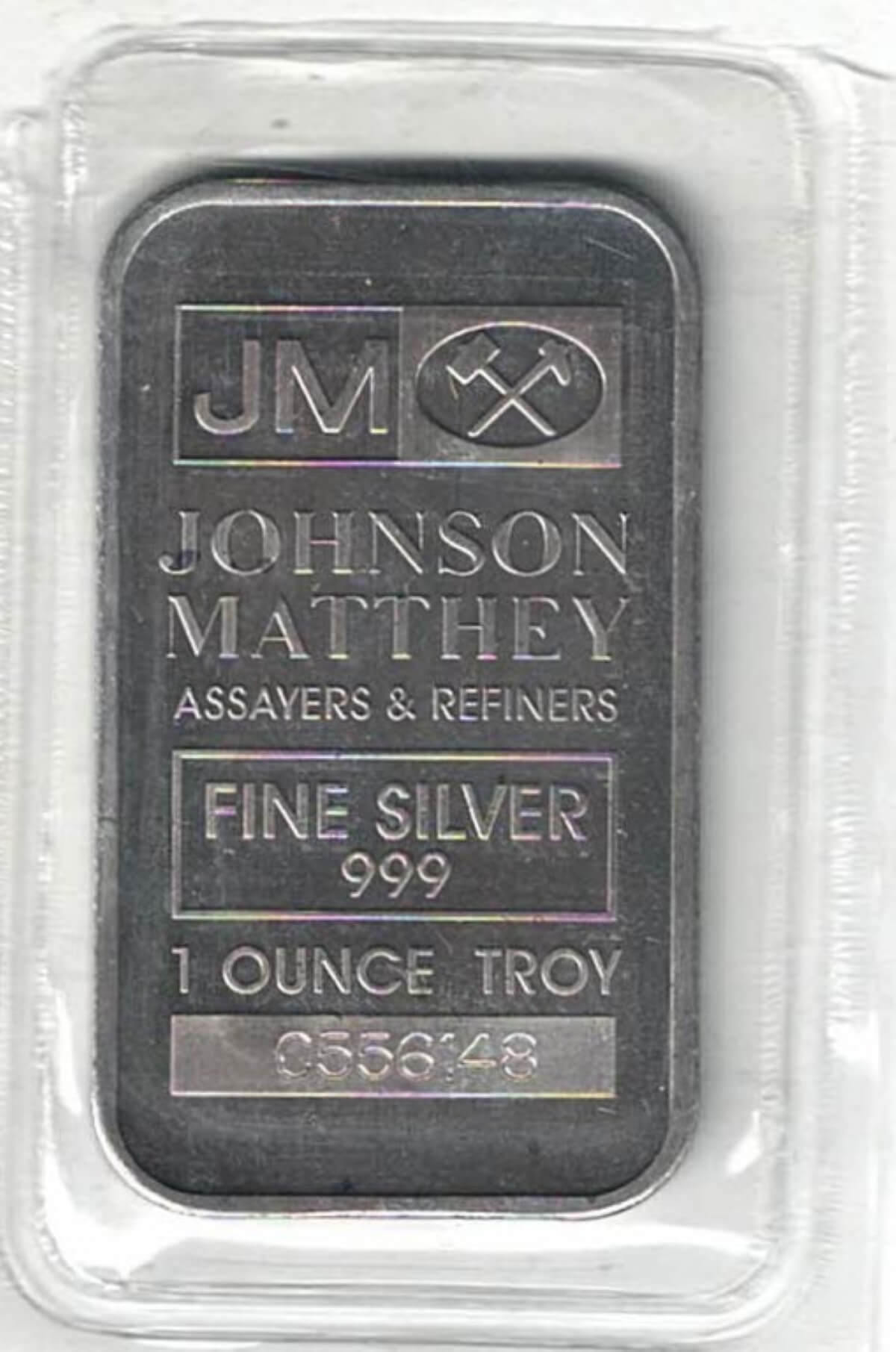 Johnson Matthey Bullion One Ounce Silver Bar. All of our silver bars have been pre-owned and are in stock. This bar contains one ounce of 999 fine Silver