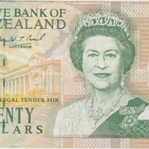 P179a New Zealand Twenty Dollars Banknote. This twenty dollars banknote was issued in 1992, with Prefix / Serial Number EQ336059.