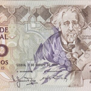 P181a Portugal One Thousand Escudos Banknote. This one thousand escudos banknote was issued in 1983, with Prefix / Serial Number IF26226.