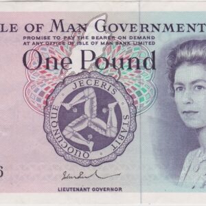 P29d Isle Of Man One Pound Banknote. This one pound banknote has no date but was issued in 1972, with Prefix / Serial Number F106796.