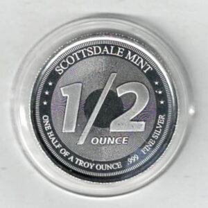 Scottsdale Mint Silver Half Ounce Round. This round contains half an ounce of fine silver. All of our silver coins are in stock.