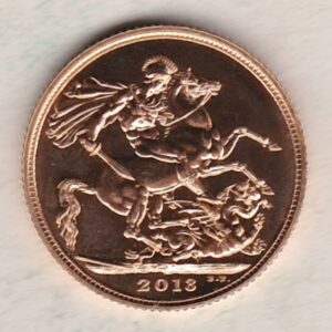 2013 Gold Sovereign Coin. This coin features the fourth portrait of Queen Elizabeth II on the obverse. St George and dragon on the reverse.