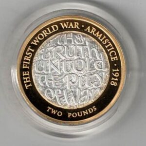 2018 Two Pounds Piedfort Silver Proof Armistice. This double thickness coin was issued by the royal mint and includes the original box and certificate.
