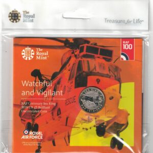 Sealed 2018 Raf Centenary Sea King Two Pound Coin featuring Elizabeth II on the obverse. All coins are in stock for despatch.