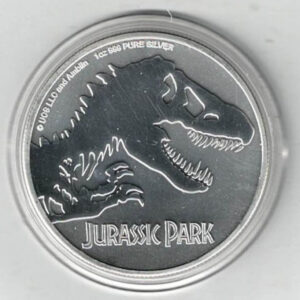 2020 Niue Silver One Ounce Jurassic Park Coin Elizabeth II is on the obverse, Jurassic park is on the reverse is on the reverse. All coins are in stock.