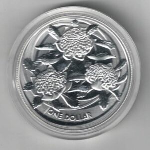 2022 Silver One Ounce Wildflowers of Australia Waratah. Elizabeth II is on the obverse, Australian Waratah Flowers on Reverse. All coins are in stock.
