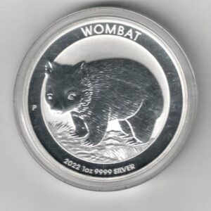 2022 Silver Australia One Ounce Wombat. Elizabeth II is on the obverse, a Wombat is on the reverse. All coins are in stock.